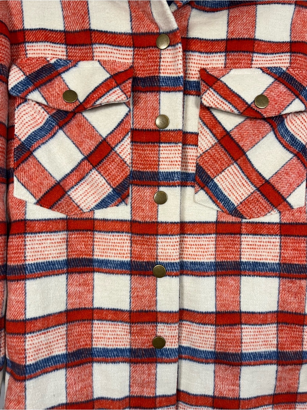 Hutch x Anthropologie Donna red plaid cozy brushed shirt jacket sz s - Picture 6 of 9